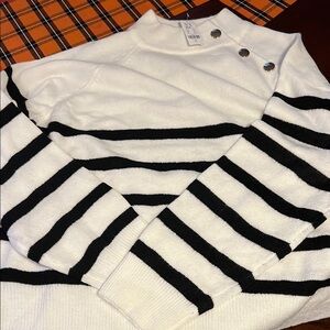 New York & Company Black and White Striped Sweater